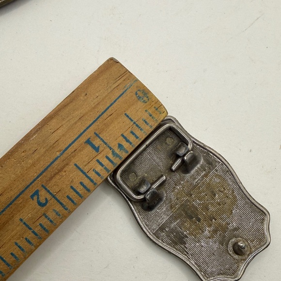 Vintage Texas Belt Buckle Red Enamel Western Floral Silver Tone Collectible - Picture 6 of 12